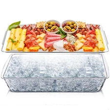 1 Set 16" x 9.45'' Chilled Serving Tray for Parties with Compartments Rectang...