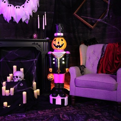 Haunted Hill Farm 4-Ft Pumpkin Head Nutcracker with LED Jacket 2026