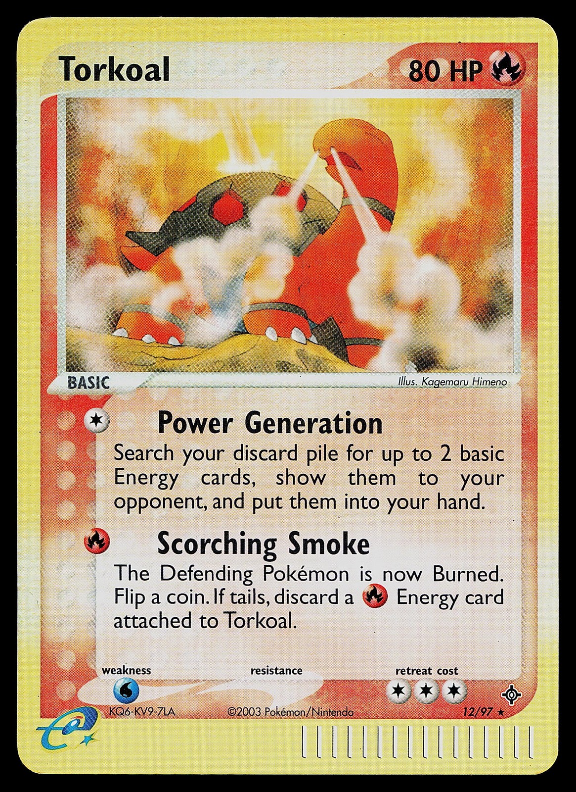 Pokemon Card - Torkoal Dragon 12/97 Reverse Holo