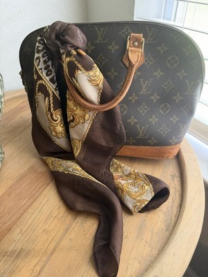 Louis Vuitton Monogram Alma Brown Satchel Top Handle Gold Hardware Zip Pockets