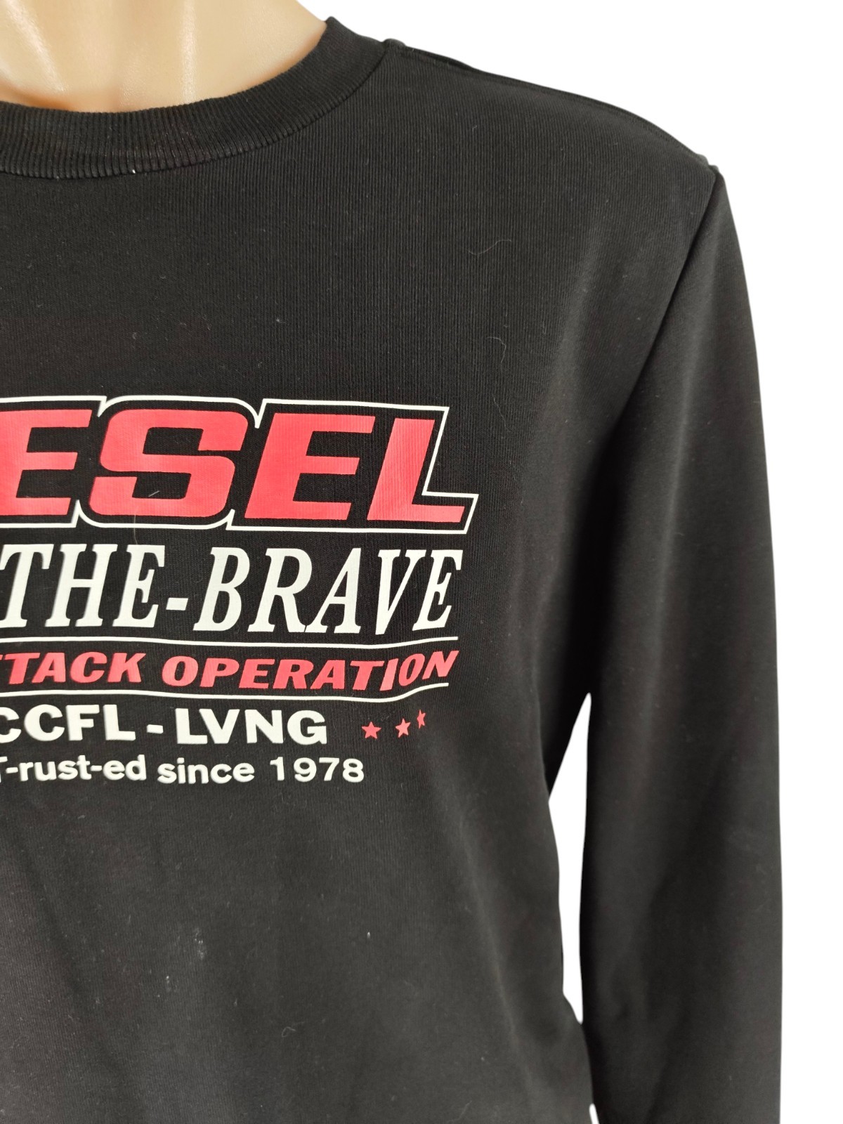 Diesel Only The Brave Pullover Men's Size S Black Sweater Jumper Logo Designer image 4