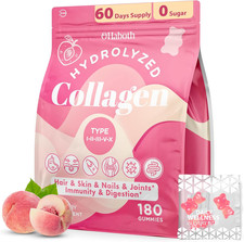 Collagen Gummies for Women, Hydrolyzed Collagen Peptides Type I, II, III, V, ...