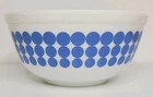 Vintage Pyrex Blue Polka Dot Mixing Bowl  #403  2- 1/2 Qt. White & Blue