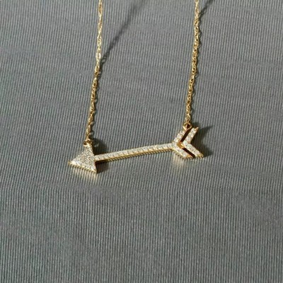 1Ct Lab Created Diamond Arrow-Shape Pendant 18 Free Chain 14K Yellow Gold Finish
