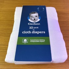 Gerber 10 Pack White Cloth Diapers Absorbent with 24 In.X 27 In New 79