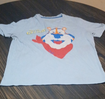 Vintage Kellogg's Tony the Tiger Y2k Graphic Print  Crewneck T-Shirt Blue XL