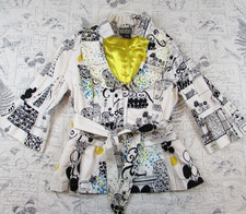 NEW Berek Womens whimsical print jacket deep scoop belt art to wear size S