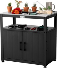Durable Garden Potting Bench with Stainless Steel Top & Ample Storage Space