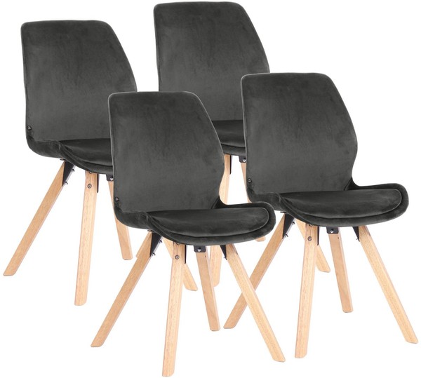 4Er Set Stuhl Luna Samt Dunkelgrau-image