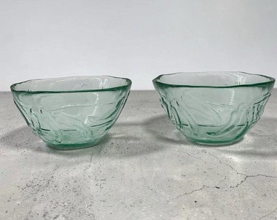 Vintage Vidrios San Miguel Recycled Green glass  Chili Pepper  bowls Set of 2