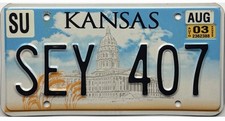 *BARGAIN BIN*  2003 Kansas Capitol Building License Plate #SEY 407