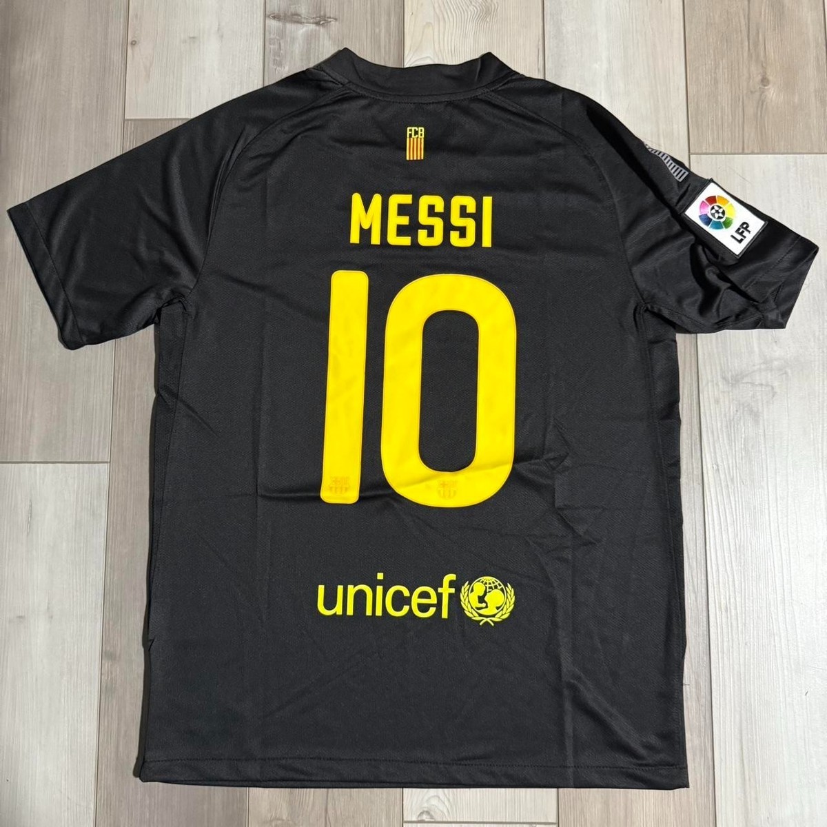 FC Barcelona 2012/13 3rd Kit Black/Gold Messi #10 La Liga Badges