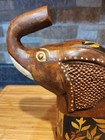 Vintage Pier 1 Hand-painted Mango wood From India elephant statue, — photo 4