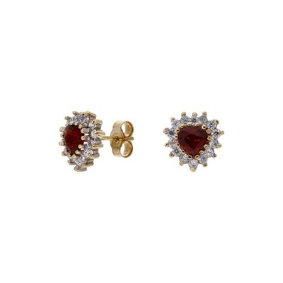 Gebrauchte Cluster-Ohrringe 9 kt Gold Granat & Zirkonia 9 kt Gold für Sie