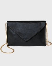 A New Day Black Envelope Purse Chain Crossbody Strap 2 Pockets 6.5 X 9.5 in