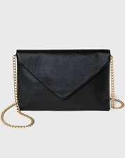 A New Day  Black Envelope Purse Chain Crossbody Strap 2 Pockets 6.5 X 9.5 in