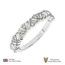 Diamond Eternity Ring In Platinum Natural Baguette & Round Cut Wedding Band