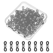 Eyeglass Chain End, 120 Pcs Round Chain Connector with Medium Box, Black/Silver
