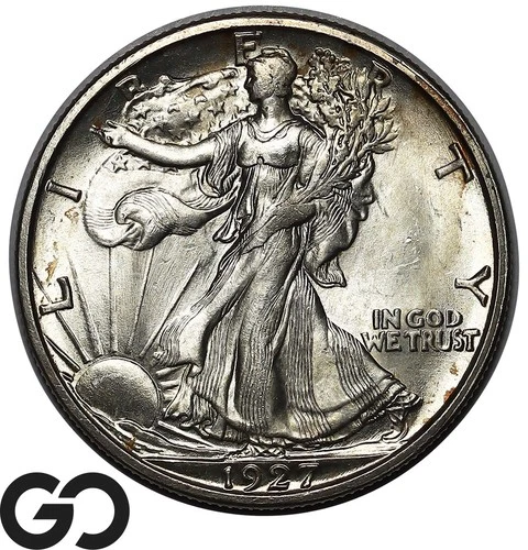 1927-S Walking Liberty Half Dollar, Premium Quality Solid Gem BU++ RARE Key Date