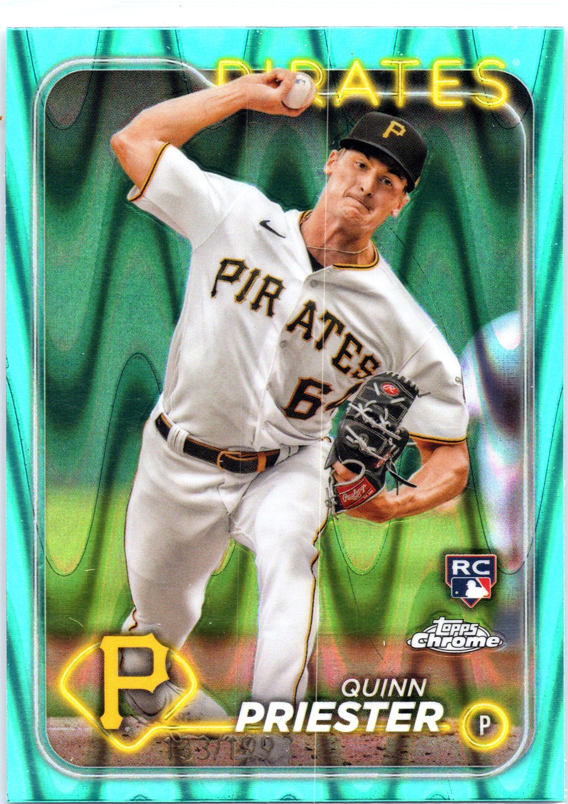 Quinn Priester 2024 Topps Chrome #55 Aqua Raywave Refractors Pirates #/199