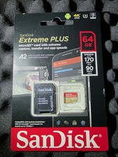 SanDisk Extreme PLUS 64GB microSDXC UHS-I Card U3 A2 V30 High Speed Waterproof
