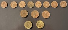 13 Coin Lot Of 1, 2 & 5 Pfennig Coins...Dates Range From 1950 - 1995