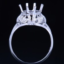 Antique Wedding 8mm Round Semi Mount Sterling Silver Solitaire Handcrafted Ring