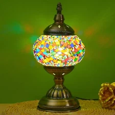 Turkish Mosaic Table Lamp, Handcrafted Moroccan Desk Lamp for Living Room