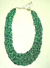 Beaded Statement Necklace Multi Strand NWT Braided Turquoise Aqua Color Beads