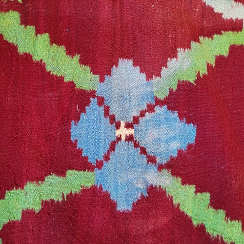 Vintage Moroccan Rug Handmade Fringe Maroon Wool Geometric Floral Design Carpet - Picture 17 of 24