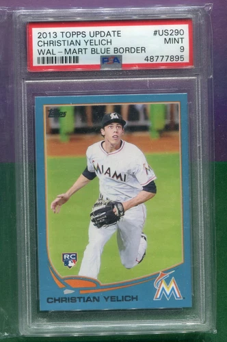 CHRISTIAN YELICH MILWAUKEE BREWERS 2013 TOPPS BLUE WALMART #US290 ROOKIE PSA 9