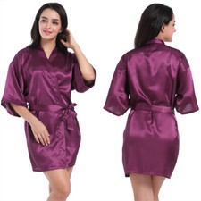 UK Plus Size Satin Robe Wedding Bride Bridesmaid Kimono Dressing Gown Sleepwear
