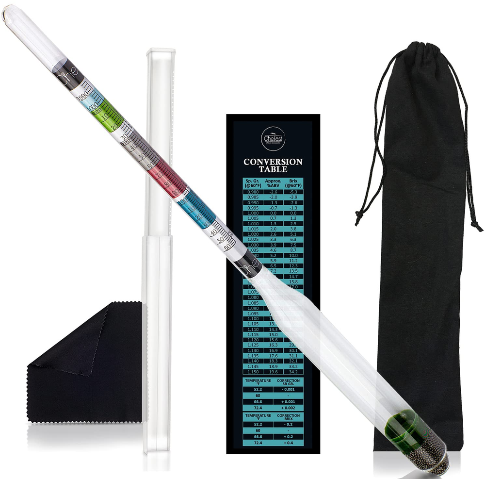 Triple-Scale Hydrometer Kit for Wine, Beer, Mead and Kombucha - Alcohol Tester,