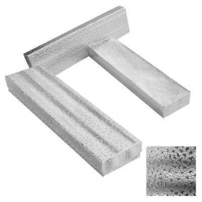 100 Silver Foil Cotton Filled Boxes Jewelry Bracelet Gift Box 8'' x 2'' x 1''