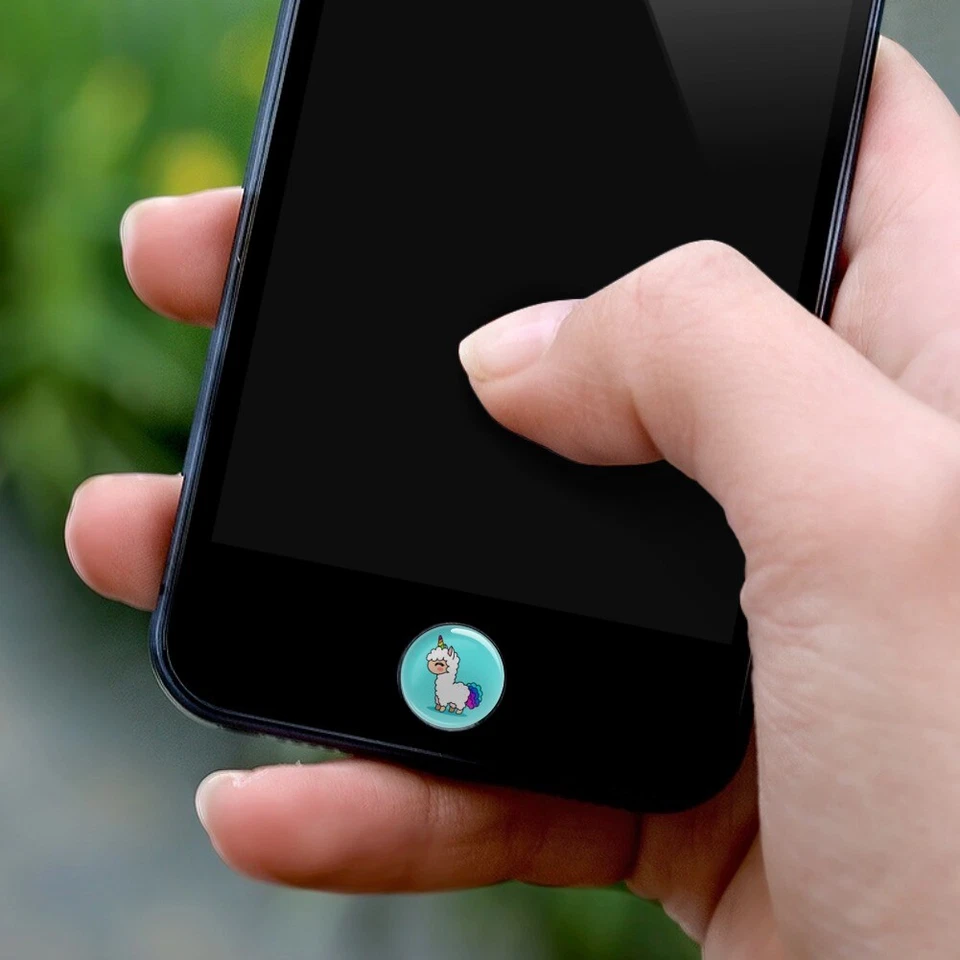 Cute Kawaii Rainbow Llama Unicorn Home Button Stickers Fit Apple iPhone - Image 3 of 3