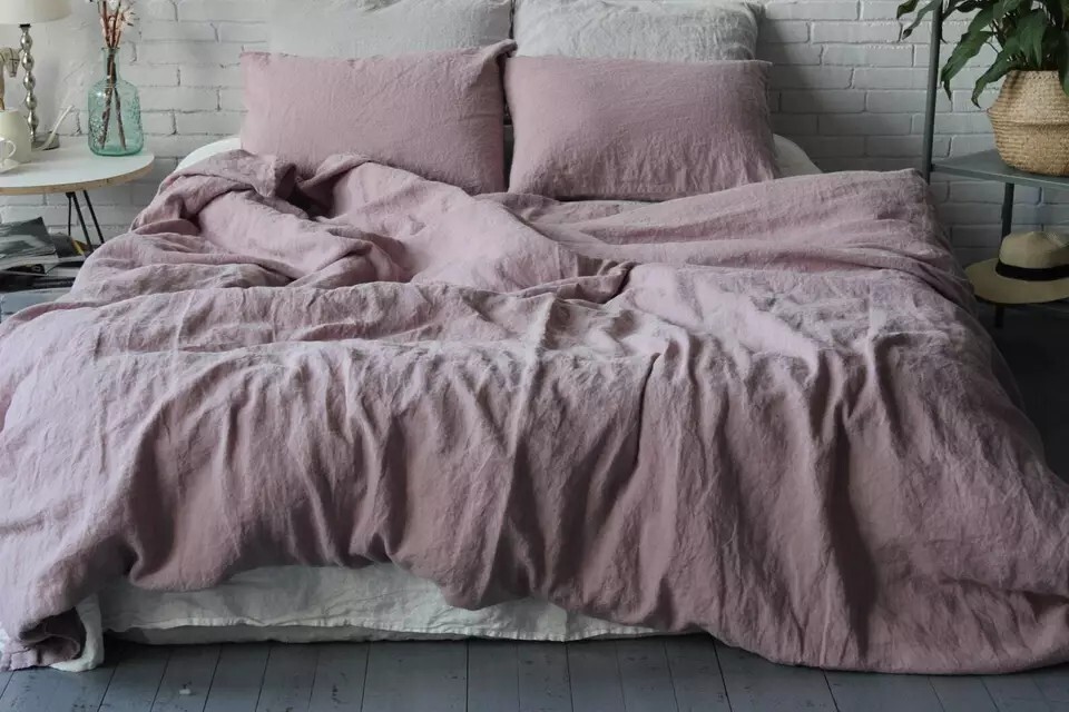 Linen Duvet Cover Set with Pillowcases - Soft Breathable Comforter Cover-image