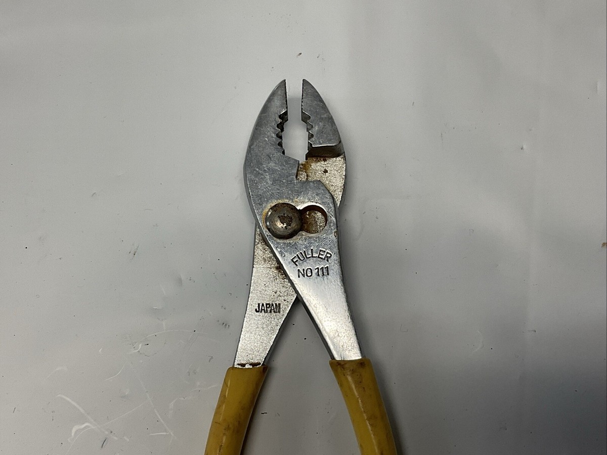 Vintage Fuller Tools Pliers No. 111 Slip Joint Yellow Grips made