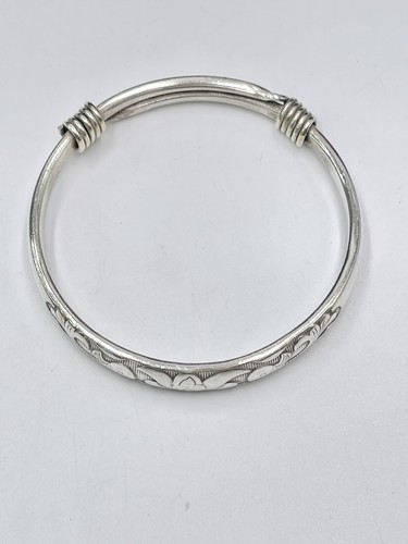 Vintage Bracelet Bangle Silver Tone Koi Lotus Adjustable Size 8 - Picture 7 of 9