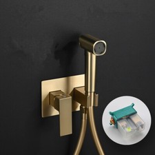 Brushed Gold ABS Bidet Sprayer Feminine Wash Conceal Brass Mixer Valve Set