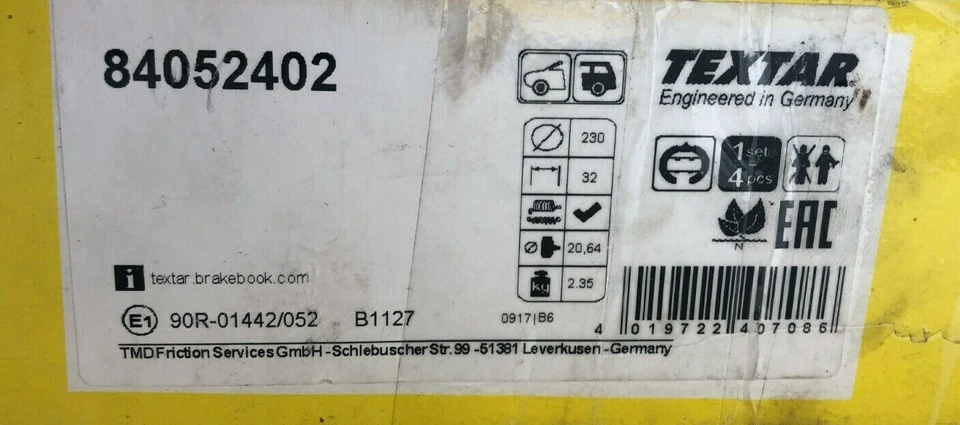 VW Seat Skoda TEXTAR Bremsbackensatz 84052402 - Bild 3 von 3