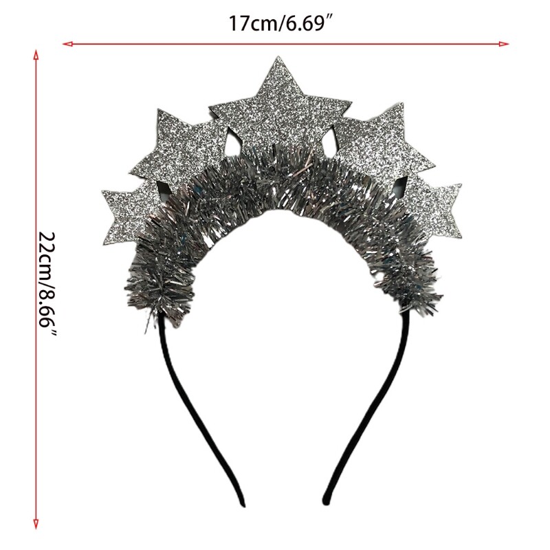 Christmas Stars Headband Star Tinsel Hair Hoop Elastic Glitter Party