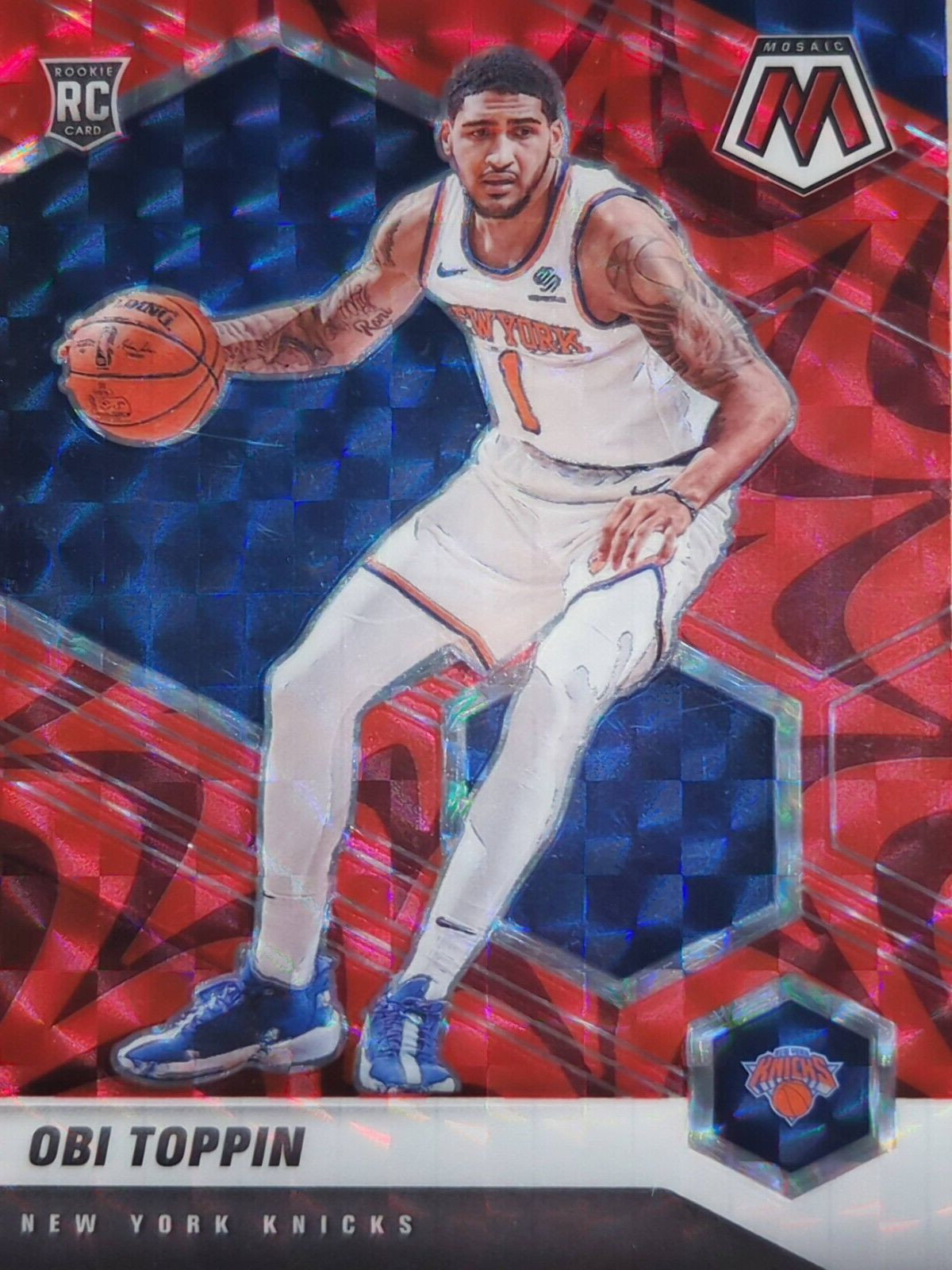 2020-21 Panini Mosaic - Rookie Reactive Red Prizm #220 Obi Toppin (RC)