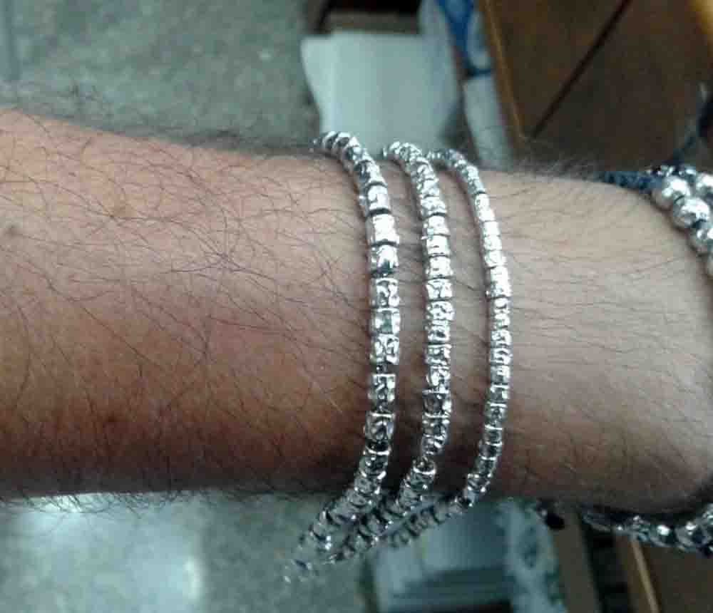 Bracciale argento 925 pepite stile Dodo rodiato anallergico regalo