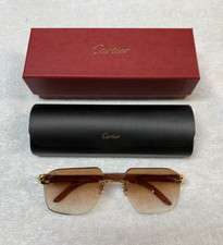 Cartier C Decor Brown Wood 'Woods' Gold Eye Glasses CT0052O-002