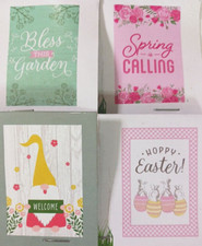 Yard Garden Flags 12 x 18" Spring, Easter, Welcome. Bless this Garden. You get 4