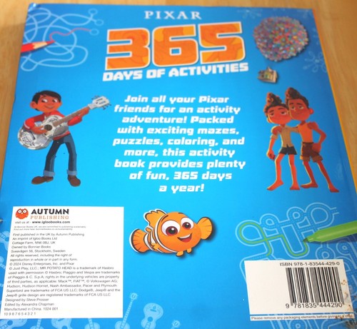 Pixar 365 Days of Activities Walt Disney Paperback Illustrated Coloring Puzzles - Picture 2 of 3