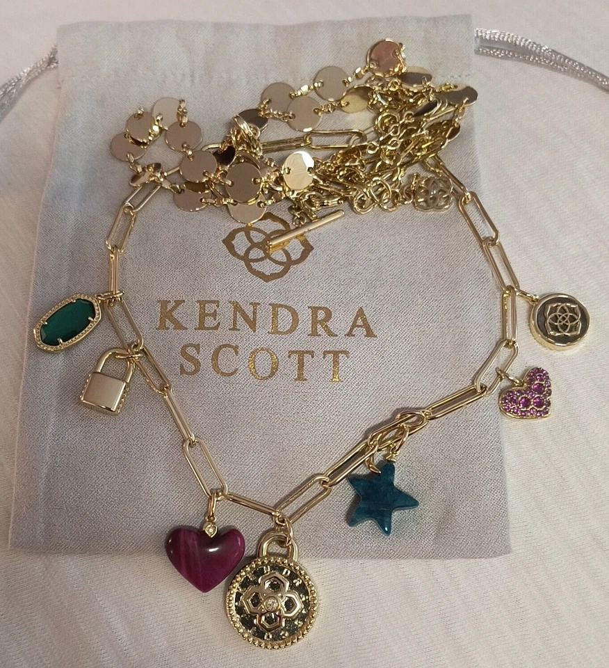 Collar Kendra Scott Frankie Piedra Mixta Dije En Capas Tono Dorado