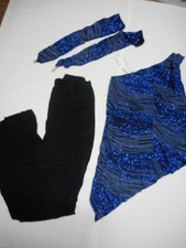 USED Skating Costume - Blue and Black sparkley top with black pant - Size MA