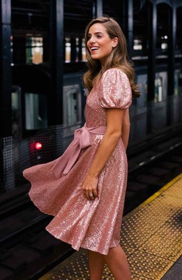 adair pink passion rose jacquard fit & flare dress