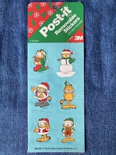 Vintage GARFIELD Christmas Post-it Removable Stickers 2 Sheets Sealed Pooky